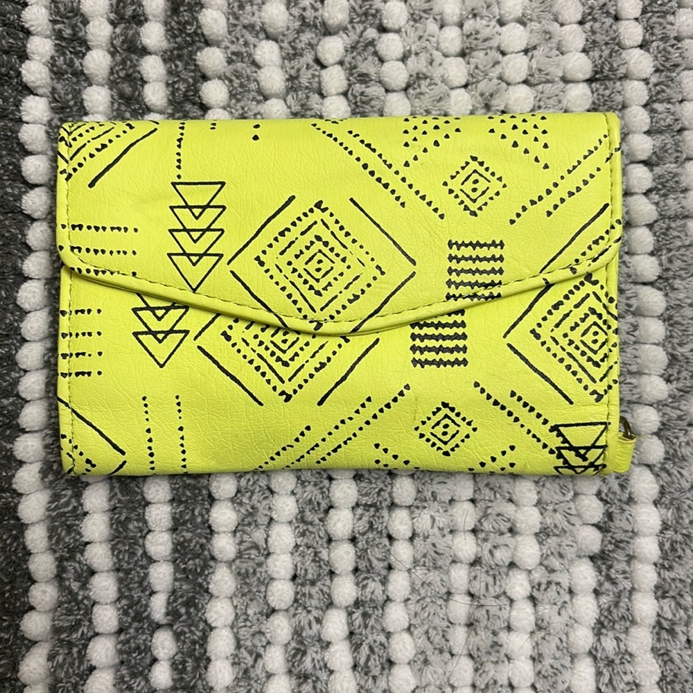 Neon Yellow Aztec Print Wallet/Wristlet